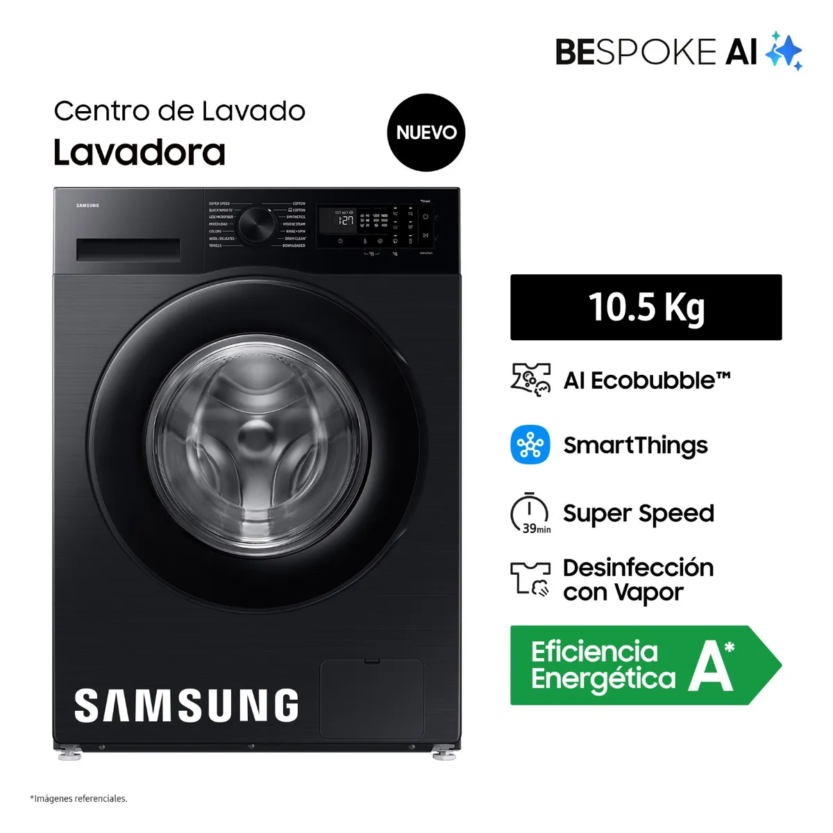 SAMSUNG - Lavadora Samsung Bespoke Ai 10.5 Kg
