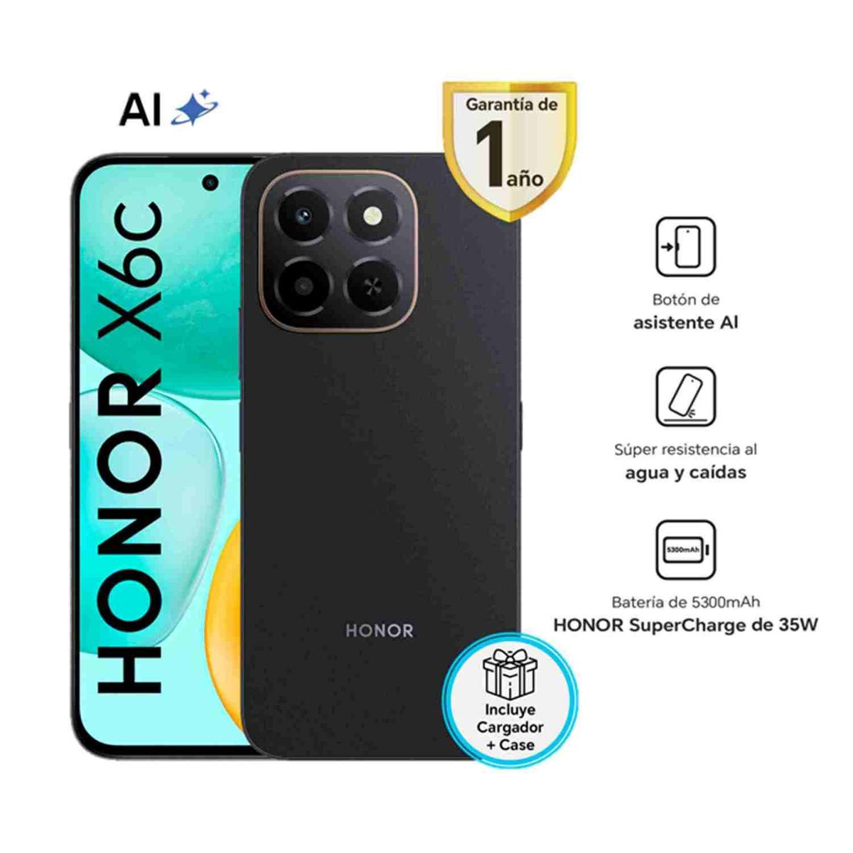 HONOR - Smartphone Honor X6C 6Gb+256Gb Midnight Black