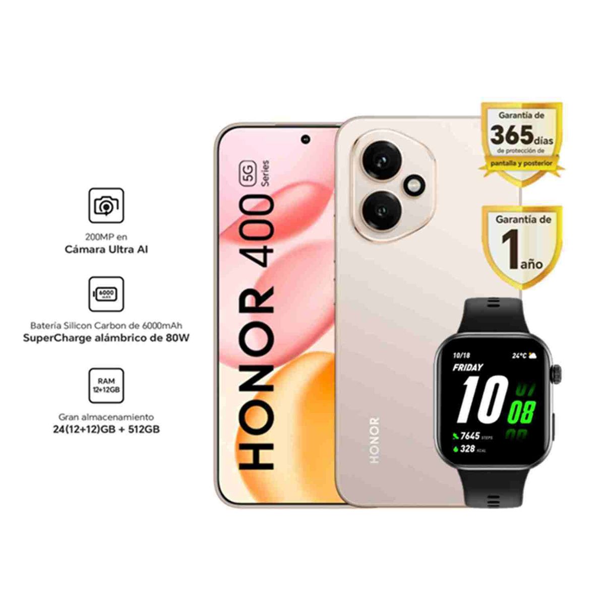 HONOR - Smartphone Honor 400 12Gb+512Gb Gold+Watch 2I