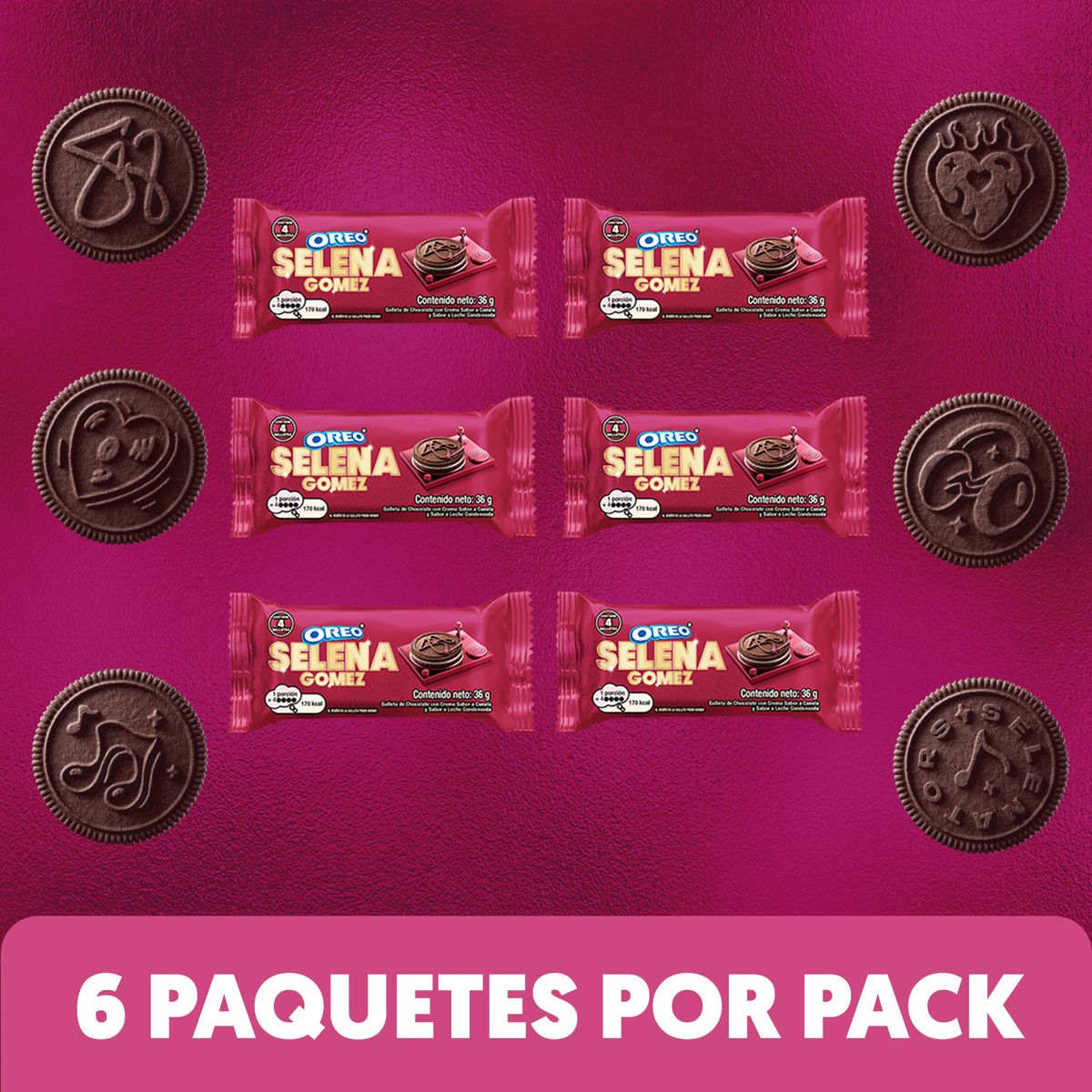 OREO - Galletas Oreo Selena Gomez Sixpack 216 g
