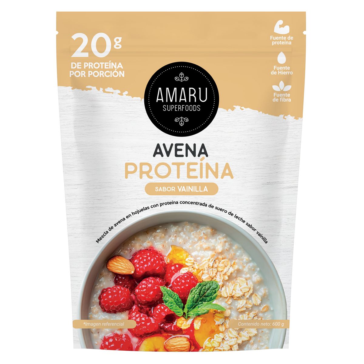 AMARU SUPERFOODS - Avena Protéica Amaru Superfoods Vainilla Doypack 600 g