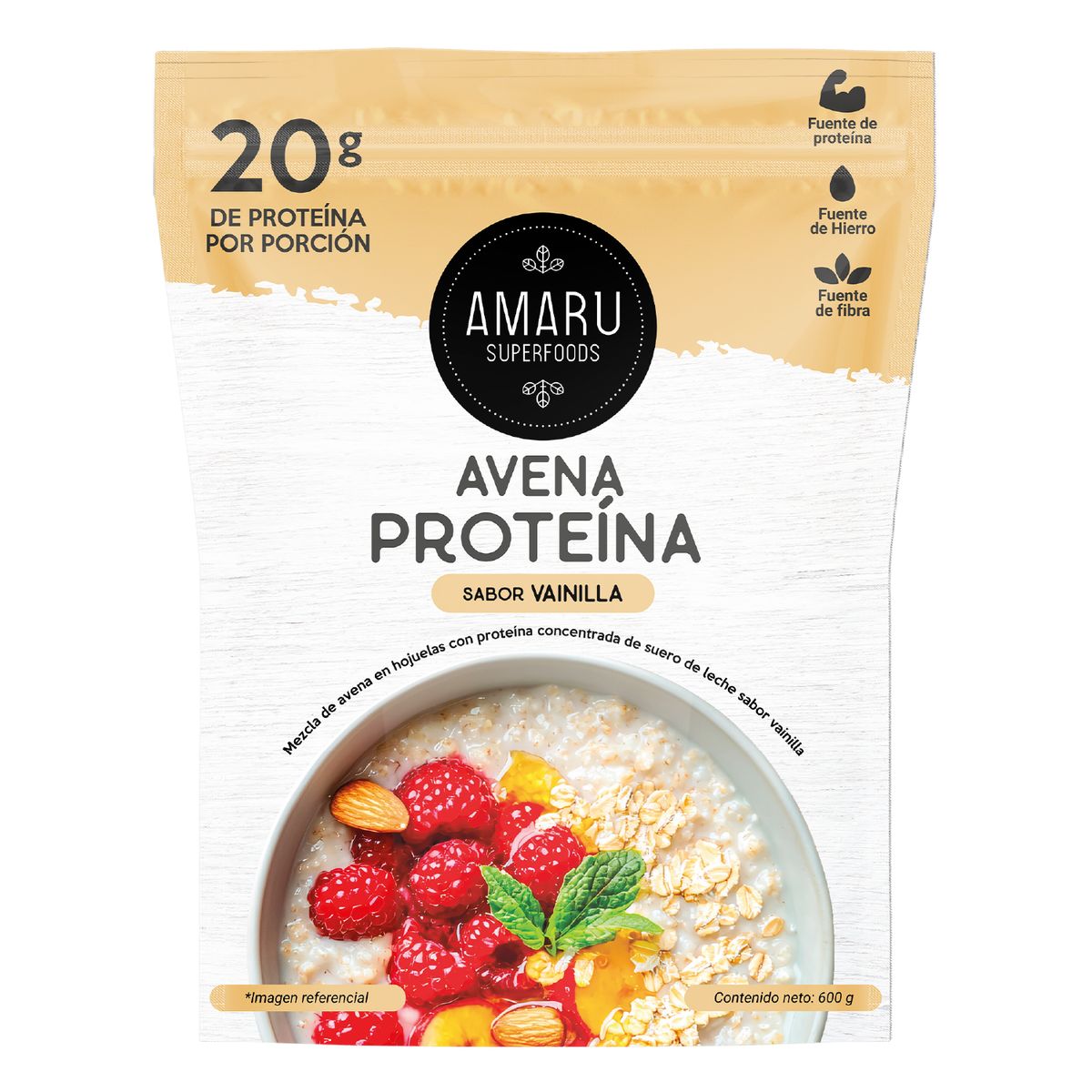 AMARU SUPERFOODS - Avena Protéica Amaru Superfoods Vainilla Doypack 600 g