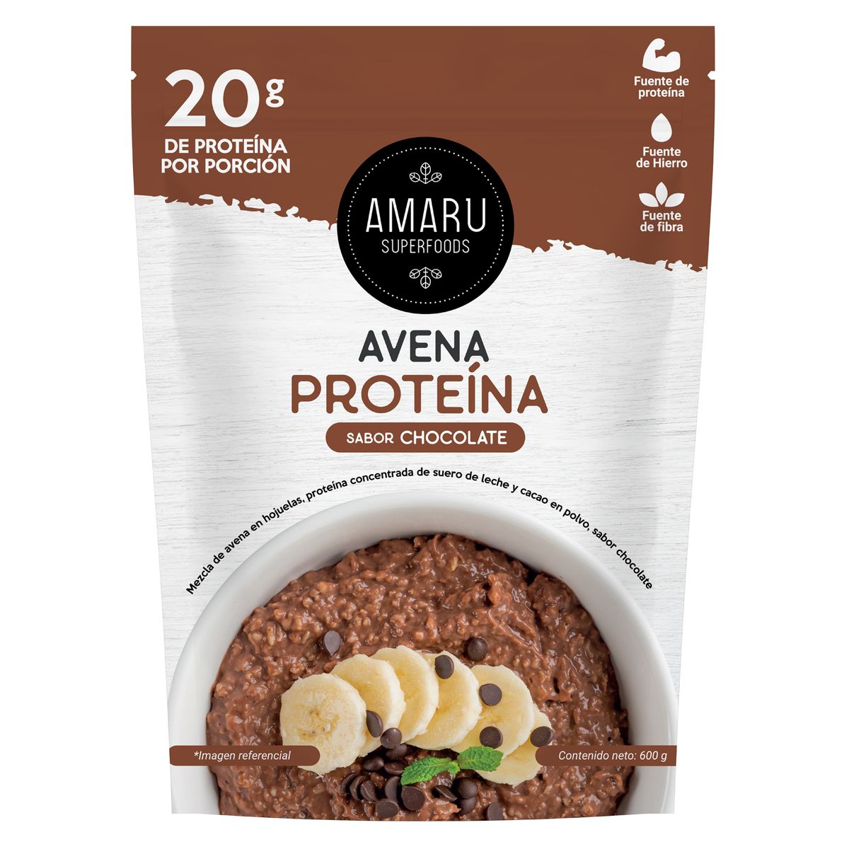 AMARU SUPERFOODS - Avena Protéica Amaru Superfoods Chocolate Doypack 600 g