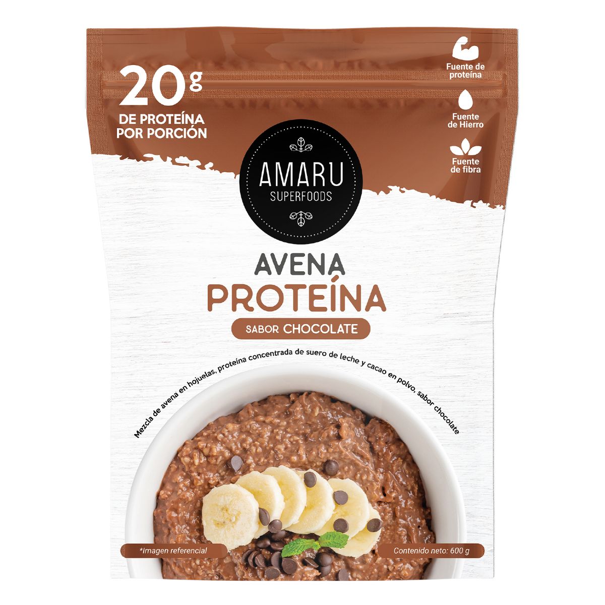 AMARU SUPERFOODS - Avena Protéica Amaru Superfoods Chocolate Doypack 600 g