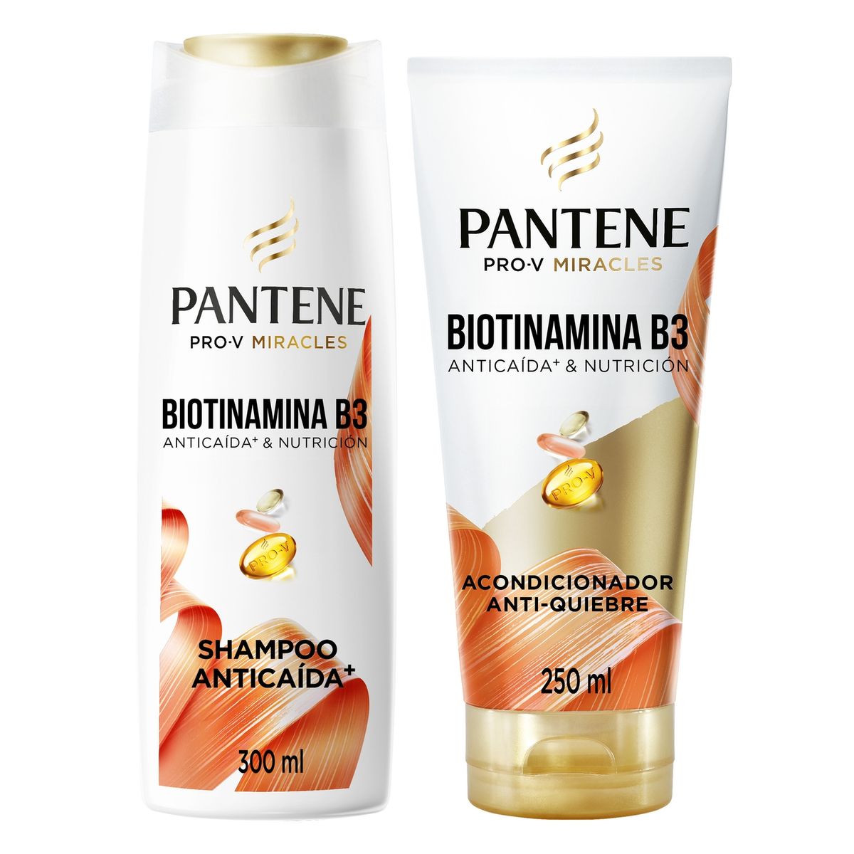 PANTENE - Pack Shampoo 300 mL + Acondicionador 250 mL Pantene Biotinamina B3 Anticaída