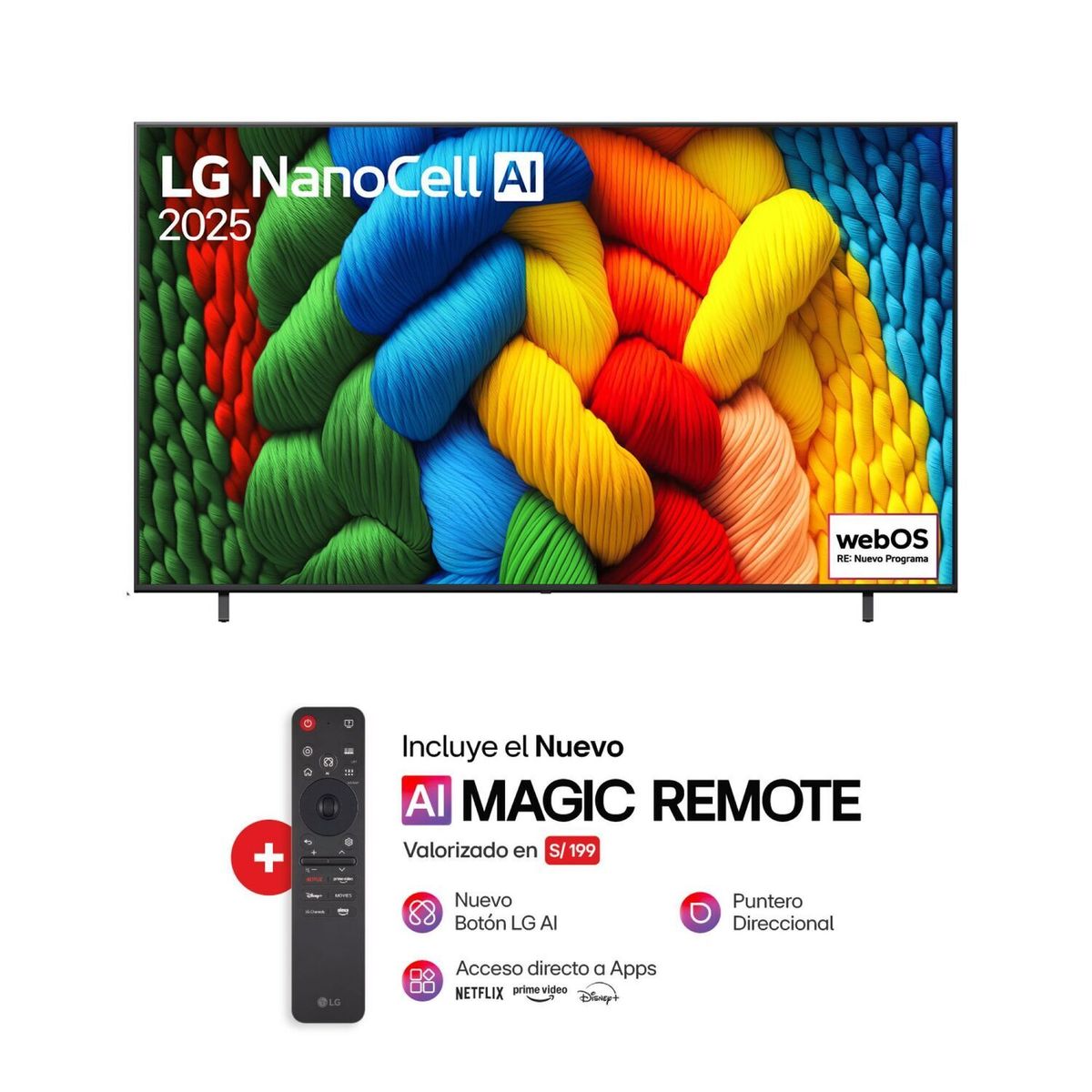 LG - Televisor LG NANOCELL 65" 4K THINQ AI 65NANO80ASA (2025)
