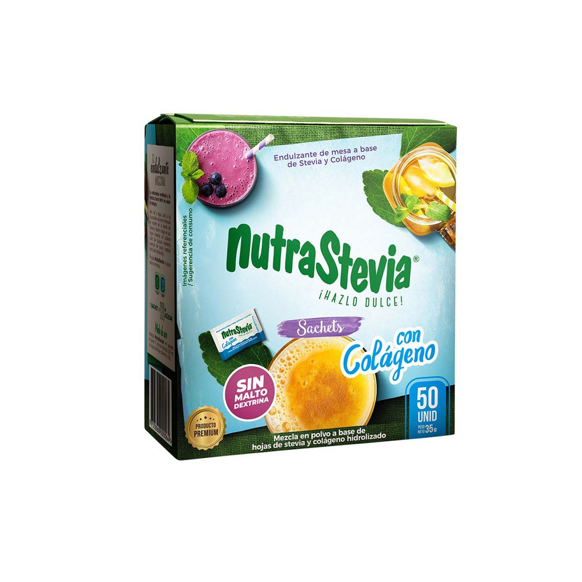 NUTRASTEVIA - Endulzante Nutrastevia Stevia y Colágeno Caja 50 Sobres