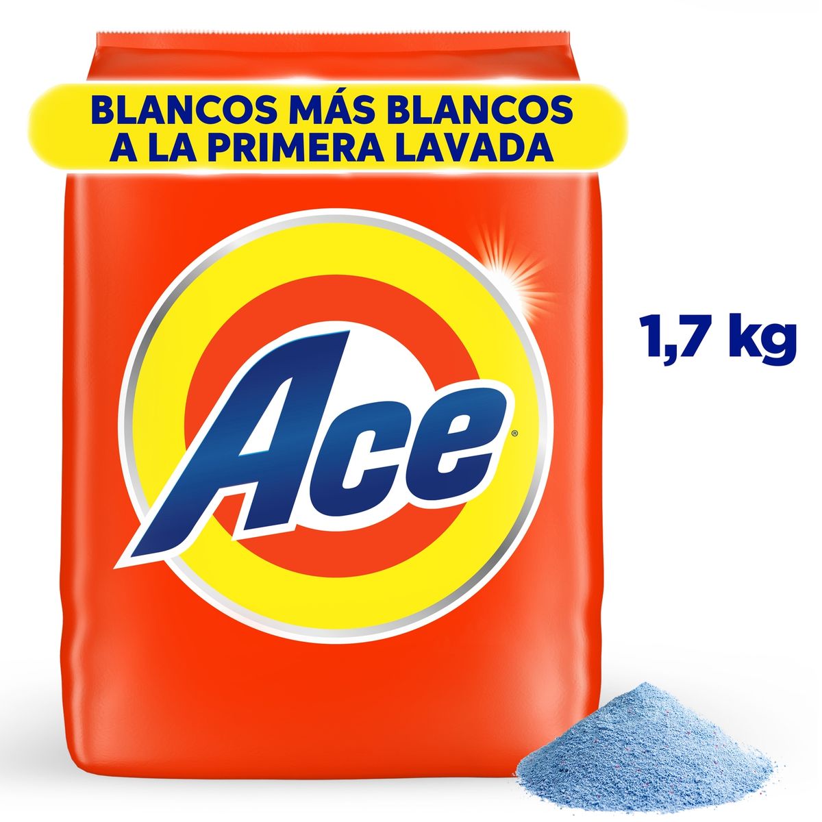 ACE - Detergente En Polvo Ace, Limpieza Completa Bolsa 1.7 Kg