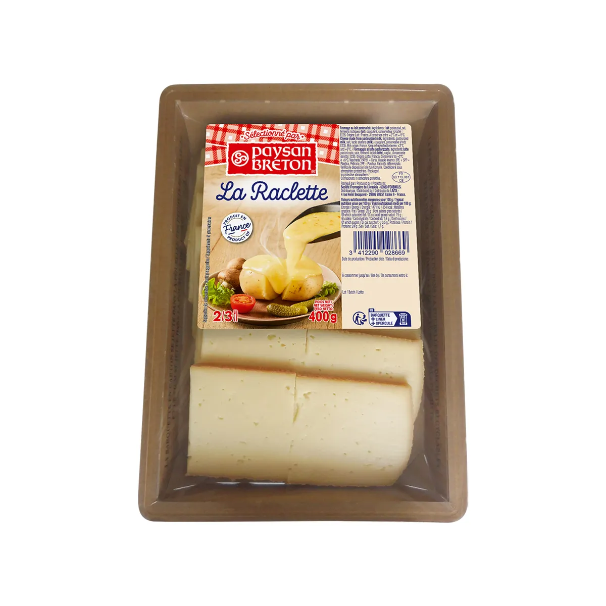 PAYSAN BRETON - Queso Raclette Paysan Breton Tajadas Empaque 400 g