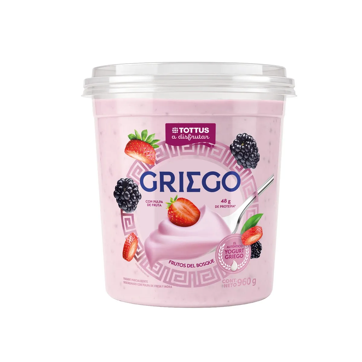 TOTTUS - Yogurt Griego Tottus Frutos del Bosque Botella 960 g