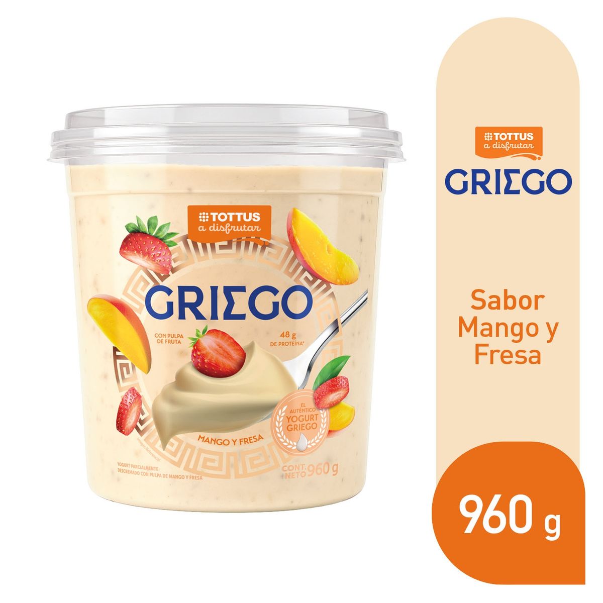 TOTTUS - Yogurt Griego Mango y Fresa Tottus Envase 960 g