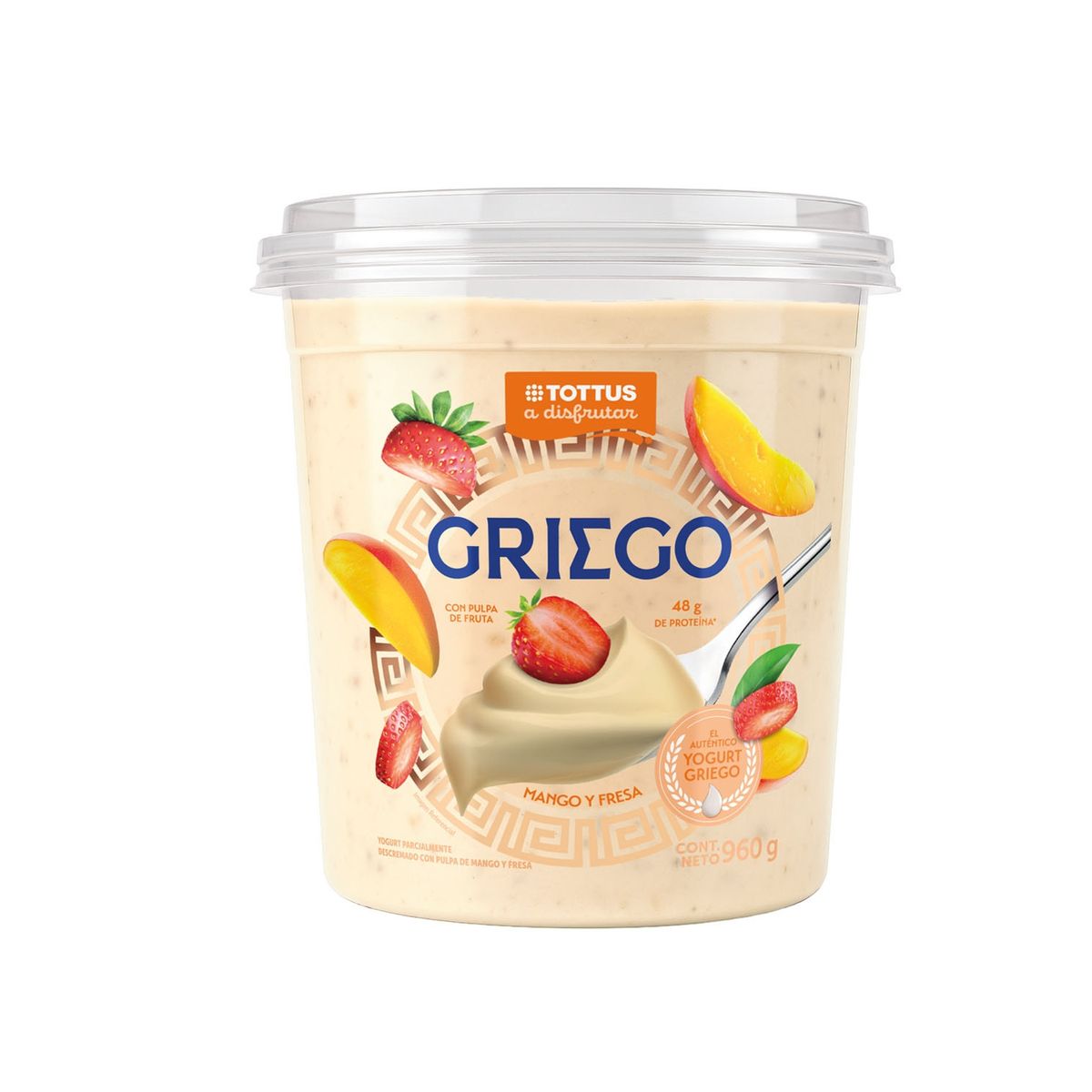 TOTTUS - Yogurt Griego Mango y Fresa Tottus Envase 960 g
