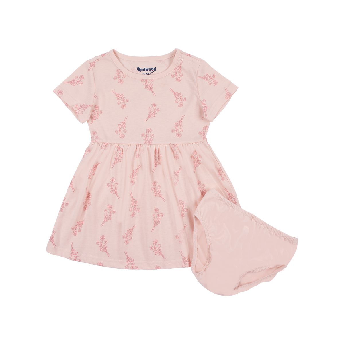 REDWOOD - Vestido Básico Manga Corta Bebé Niña Redwood