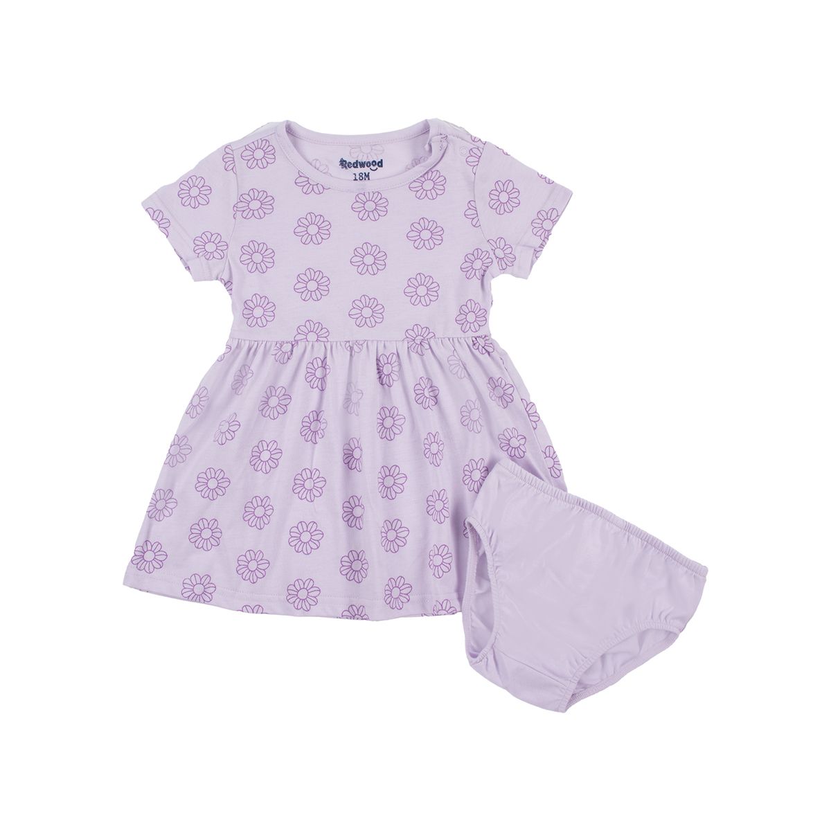 REDWOOD - Vestido Básico Manga Corta Bebé Niña Redwood