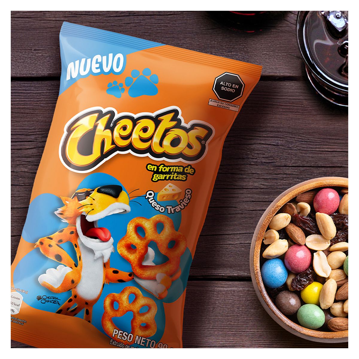 CHEETOS - Snack de Maíz Cheetos Garritas Queso Travieso Bolsa 90 g
