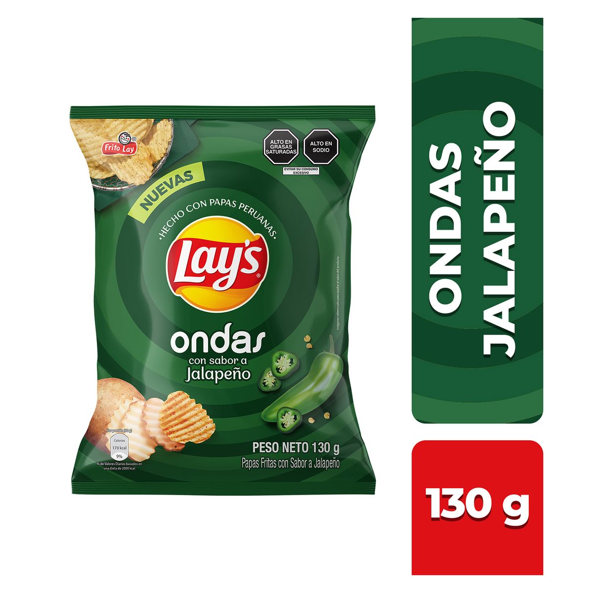 LAYS - Papas Fritas Lays Ondas Jalapeño Bolsa 130 g