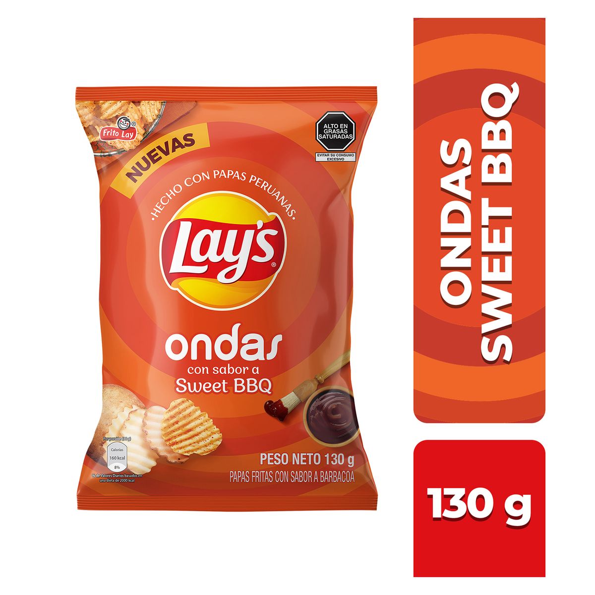 LAYS - Papas Fritas Lays Ondas Sweet BBQ Bolsa 130 g
