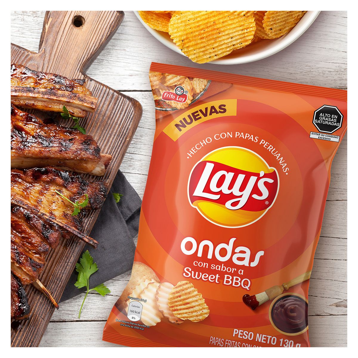 LAYS - Papas Fritas Lays Ondas Sweet BBQ Bolsa 130 g