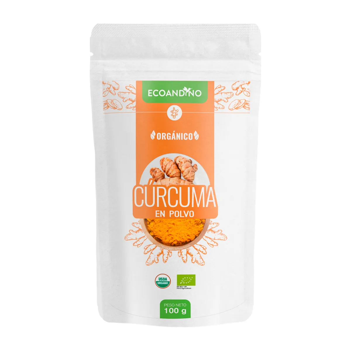 ECOANDINO - Cúrcuma en Polvo Ecoandino Orgánica Doypack 100 g