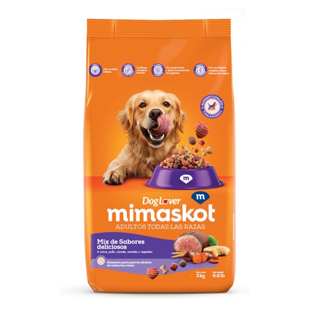MIMASKOT - Alimento Seco Perros Adultos Mimaskot Mix de Sabores Bolsa 3 Kg