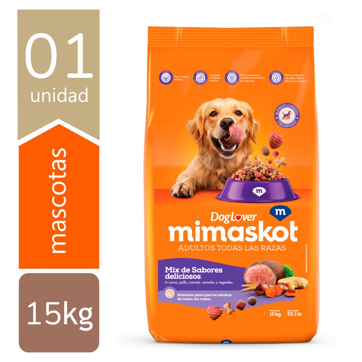 MIMASKOT - Alimento Seco Perros Adultos Mimaskot Mix de Sabores Bolsa 15 Kg