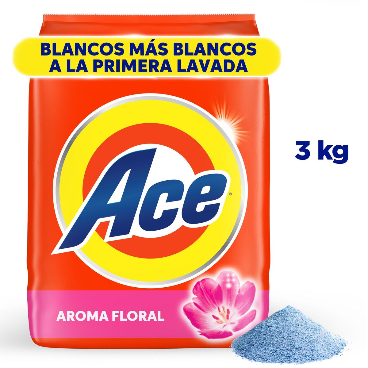 ACE - Detergente En Polvo Ace Con Toque De Downy Limpieza Completa Bolsa 3 Kg