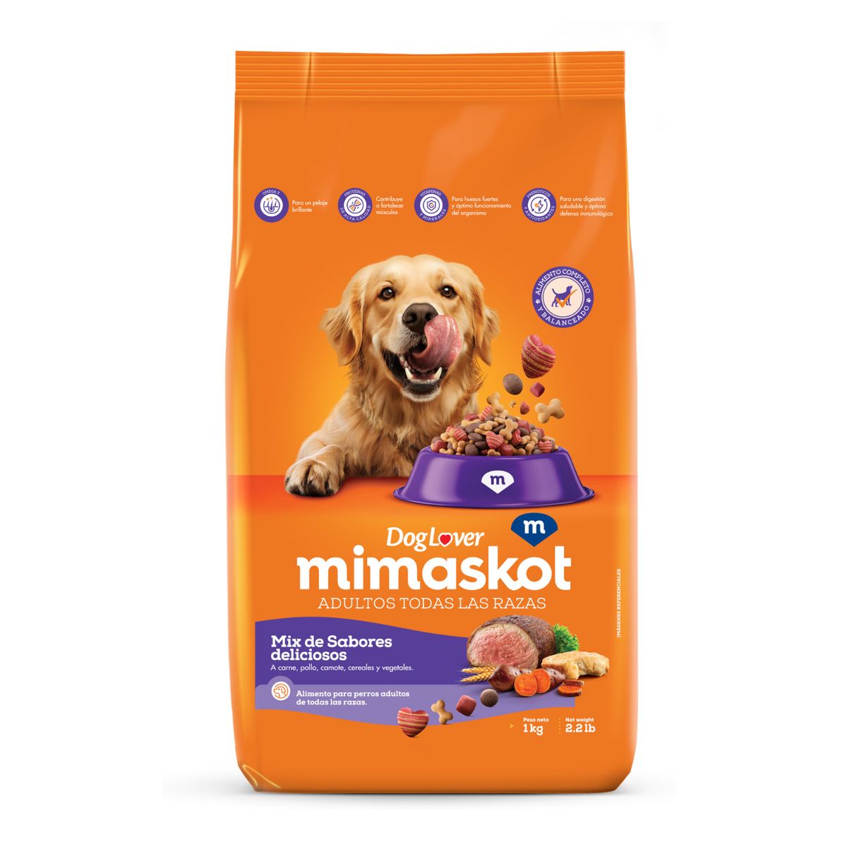 MIMASKOT - Alimento Seco Perros Adultos Mimaskot Mix de Sabores Bolsa 1 Kg