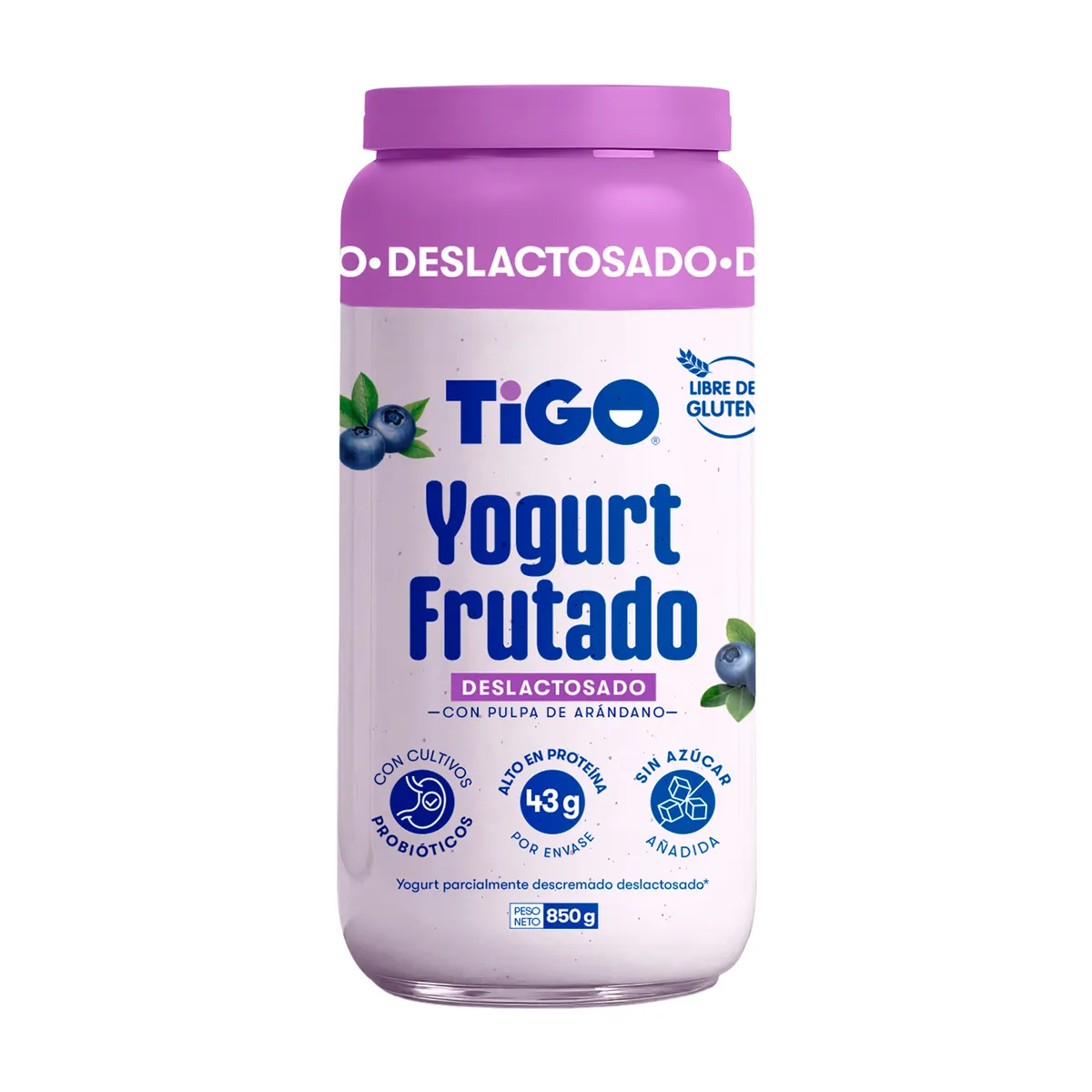 TIGO - Yogurt Frutado Tigo Arándano Deslactosado Pote 850 g