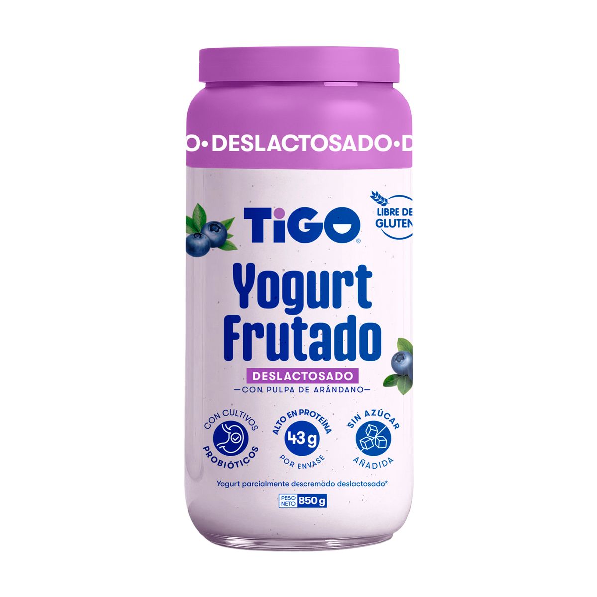 TIGO - Yogurt Frutado Tigo Arándano Deslactosado Pote 850 g