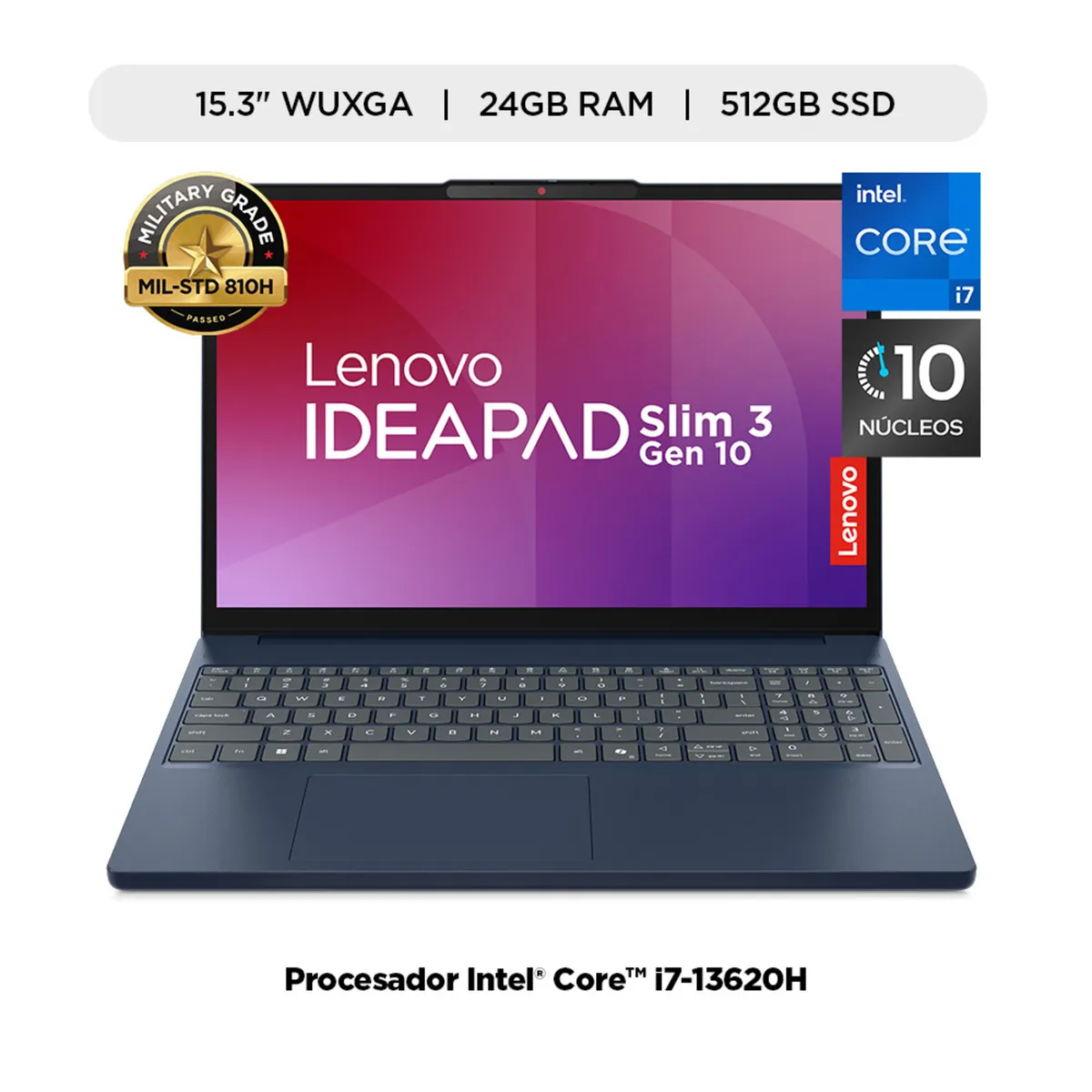 LENOVO - Laptop Lenovo IdeaPad Slim 3i Intel Core i7-13620H, 24GB RAM, 512GB SSD,15.3" WUXGA
