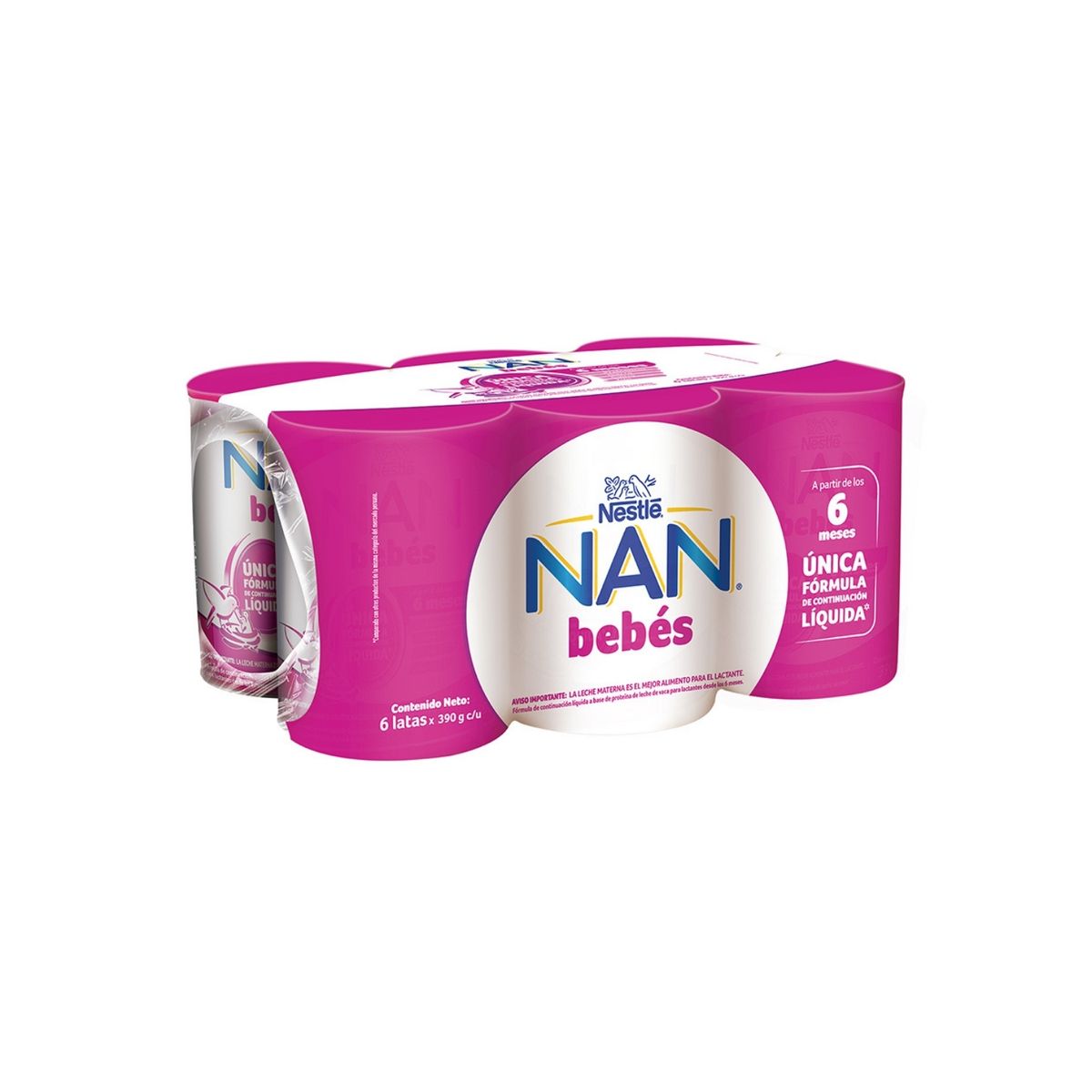 NAN - Fórmula Láctea Líquida Nan 2 Bebés Sixpack Lata 390 g