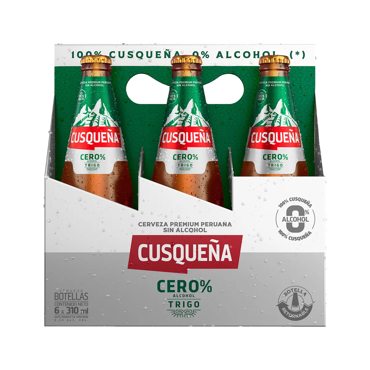 CUSQUENA - Cerveza Cusqueña Cero Trigo Sixpack Botella 310 mL