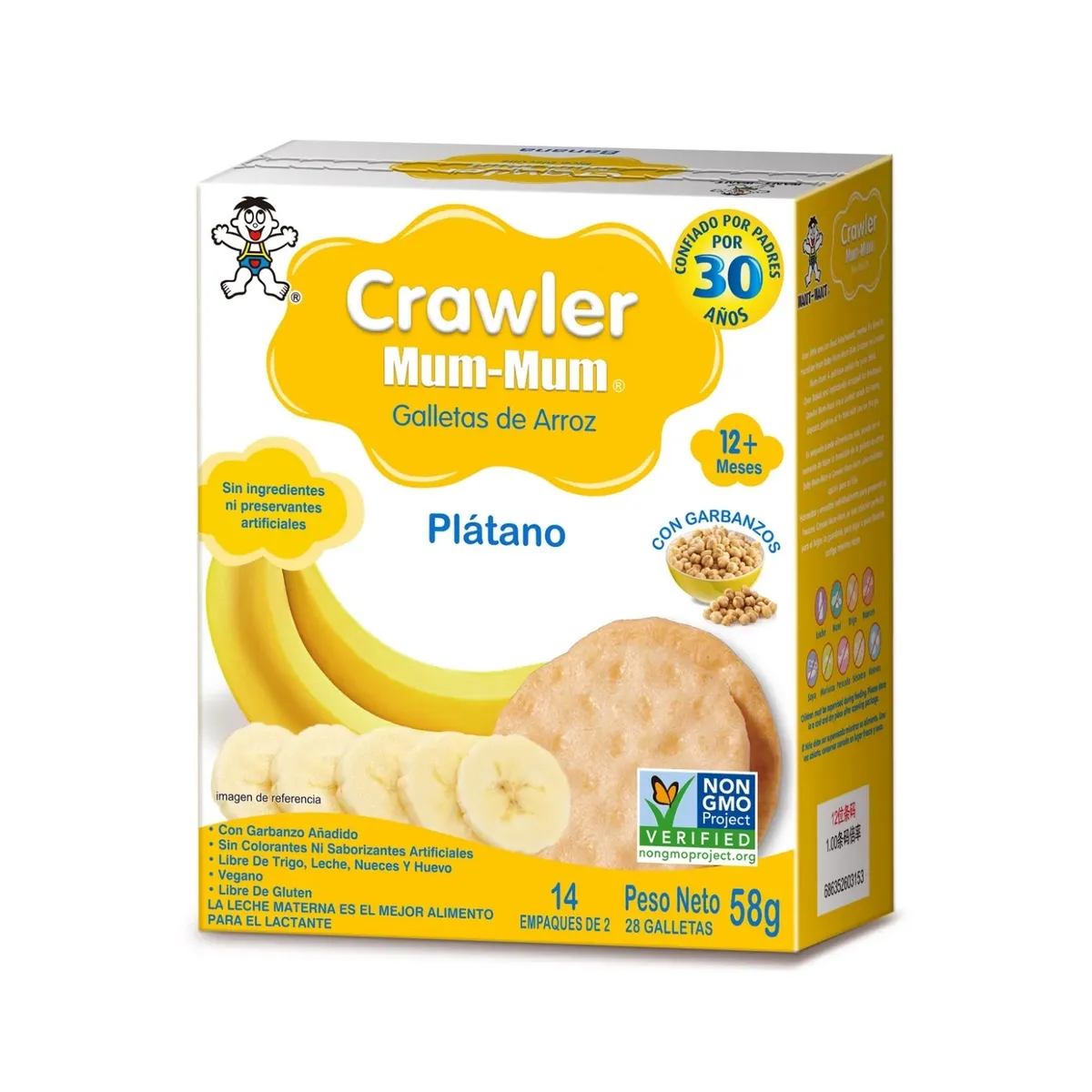 MUM MUM - Galleta de Arroz Crawler Mum Mum Plátano Caja 58 g