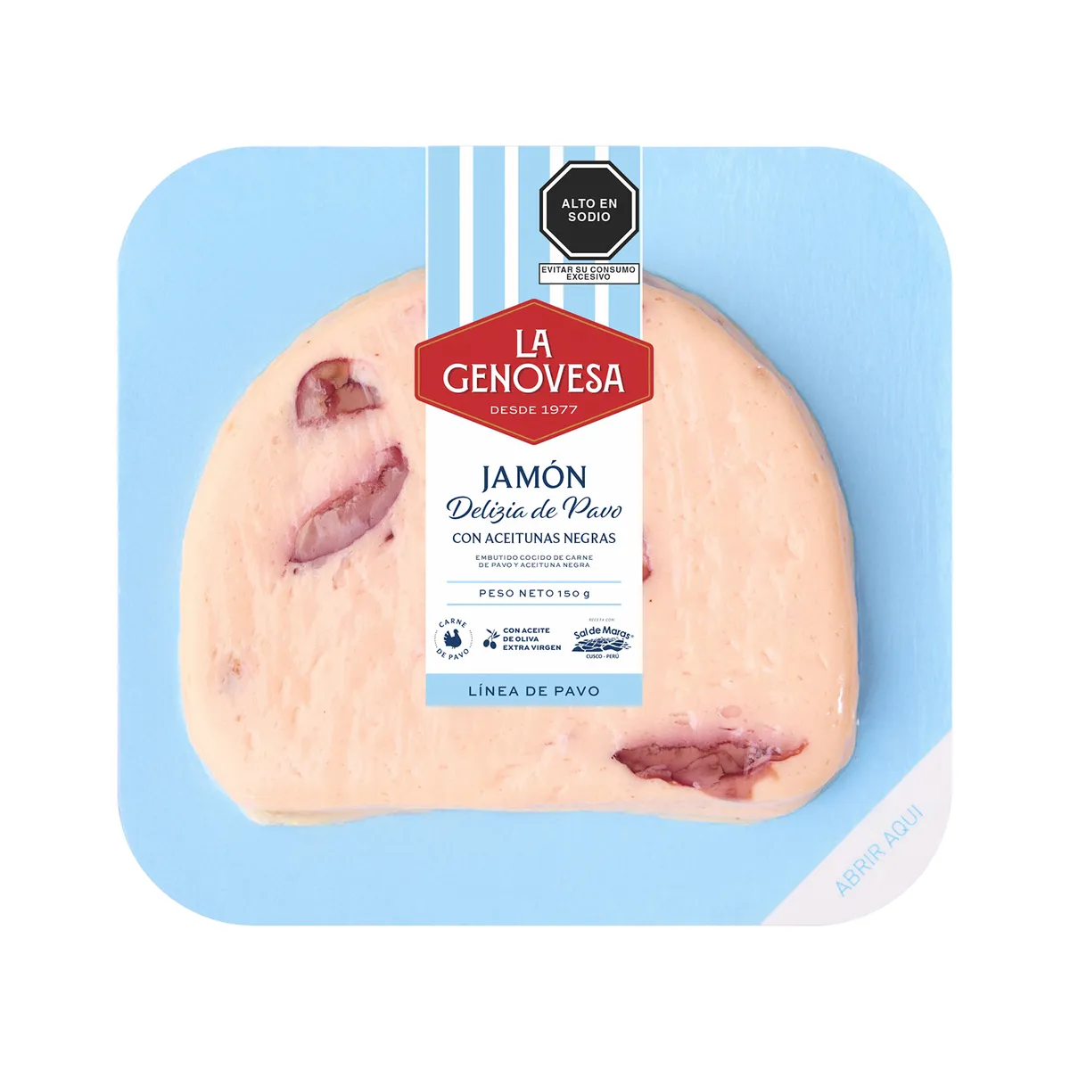 LA GENOVESA - Jamón Delizia de Pavo La Genovesa con Aceitunas Negras Empaque 150 g
