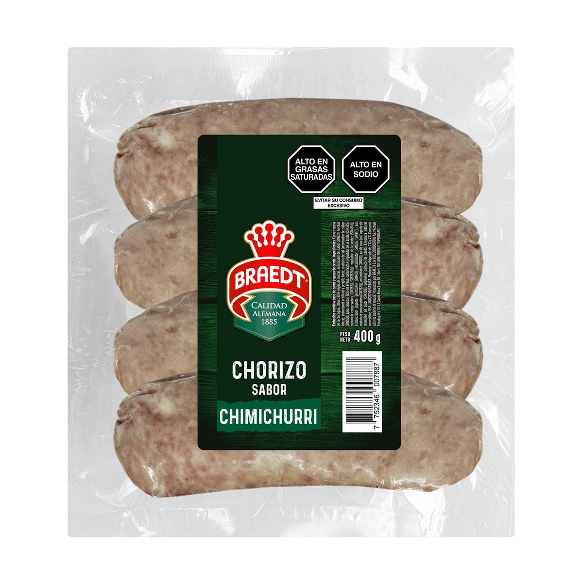 BRAEDT - Chorizo Sabor Chimichurri Braedt Empaque 400 g