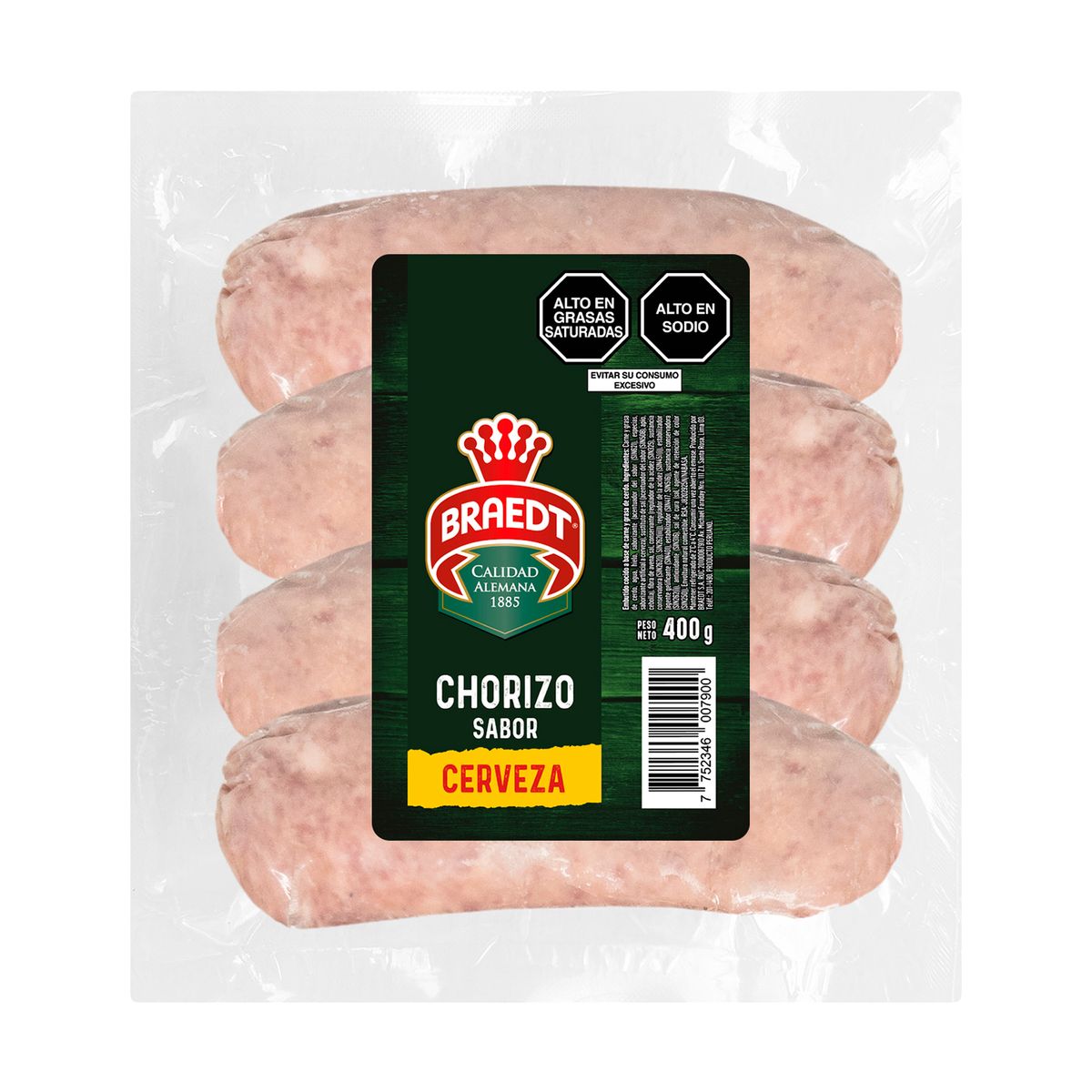 BRAEDT - Chorizo Sabor Cerveza Braedt Empaque 400 g