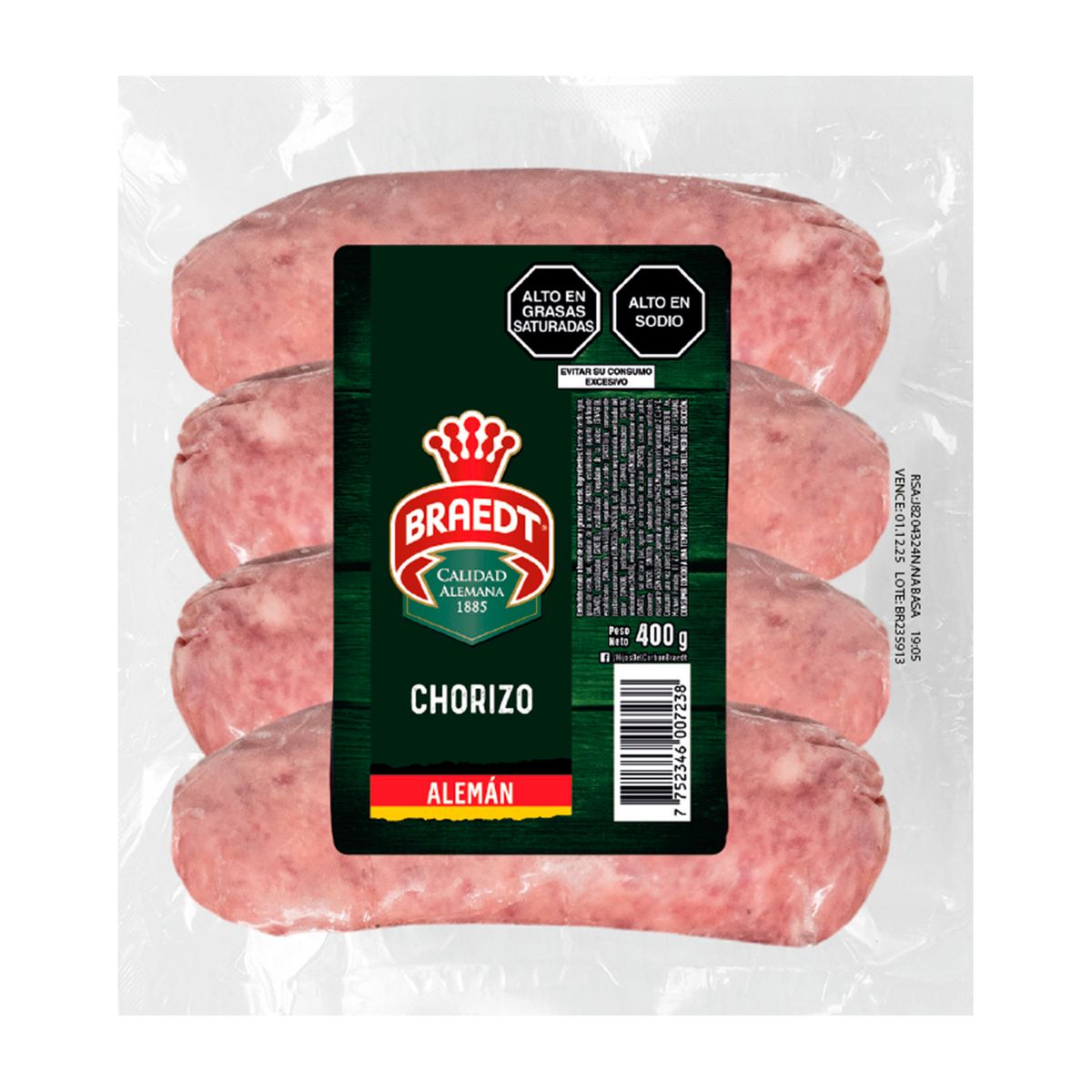 BRAEDT - Chorizo Braedt Alemán Empaque 400 g