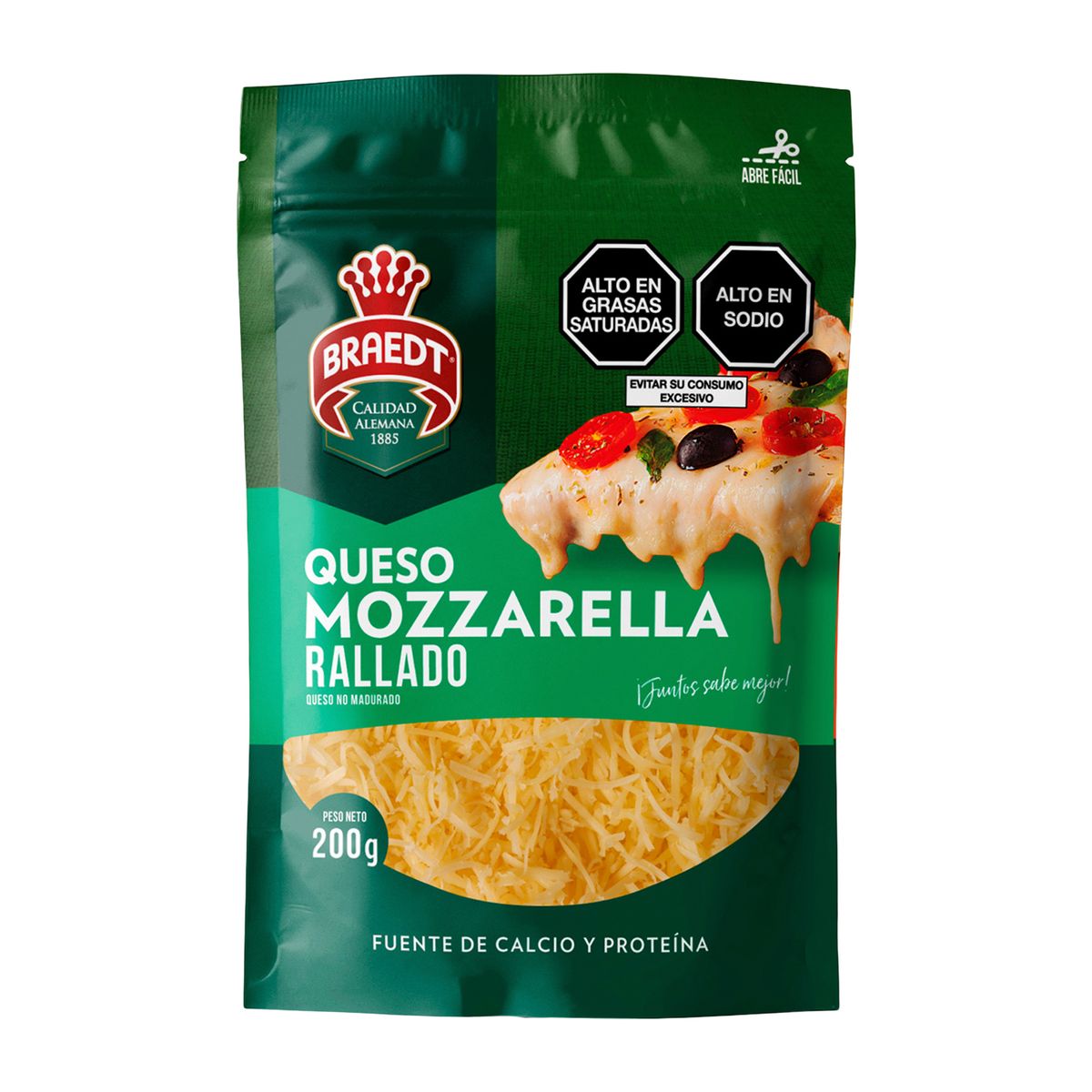 BRAEDT - Queso Mozzarella Braedt Rallado Empaque 200 g