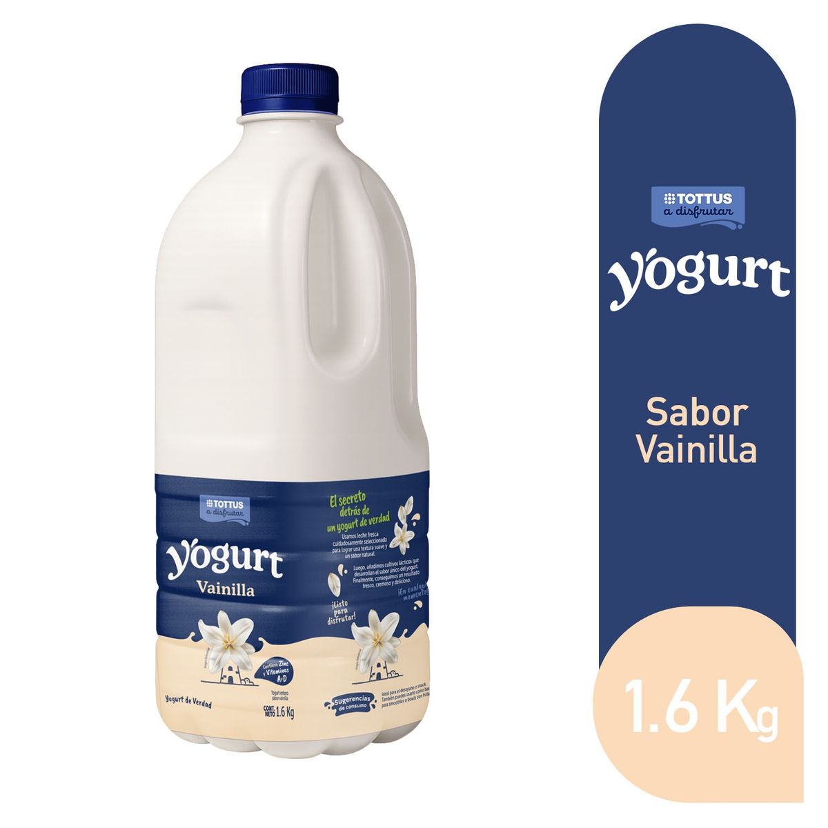 TOTTUS - Yogurt Tottus Vainilla Botella 1.6 Kg