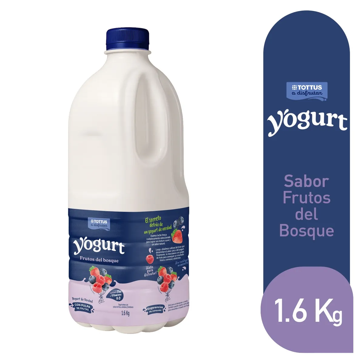 TOTTUS - Yogurt Tottus Frutos del Bosque Botella 1.6 Kg