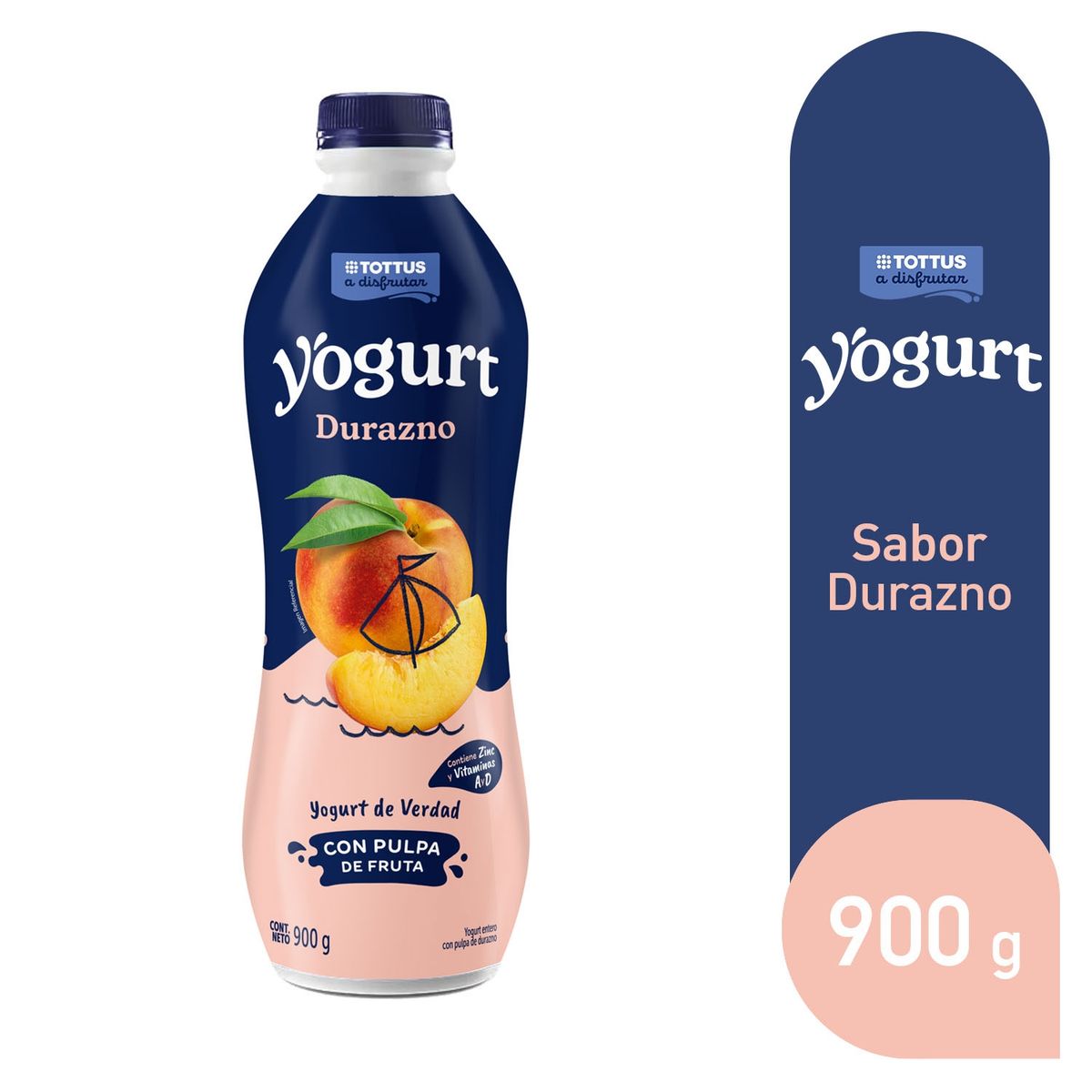 TOTTUS - Yogurt Bebible Durazno Tottus Botella 900 g