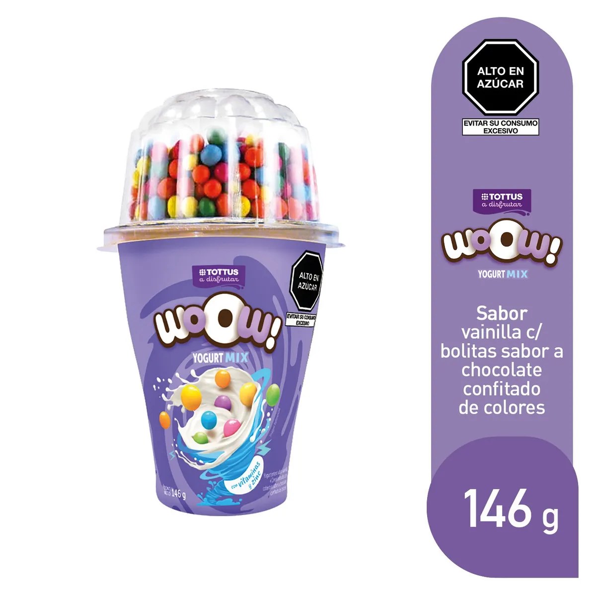 TOTTUS - Yogurt Mix Tottus Vainilla con Bolitas de Colores Confitadas Envase 146 g