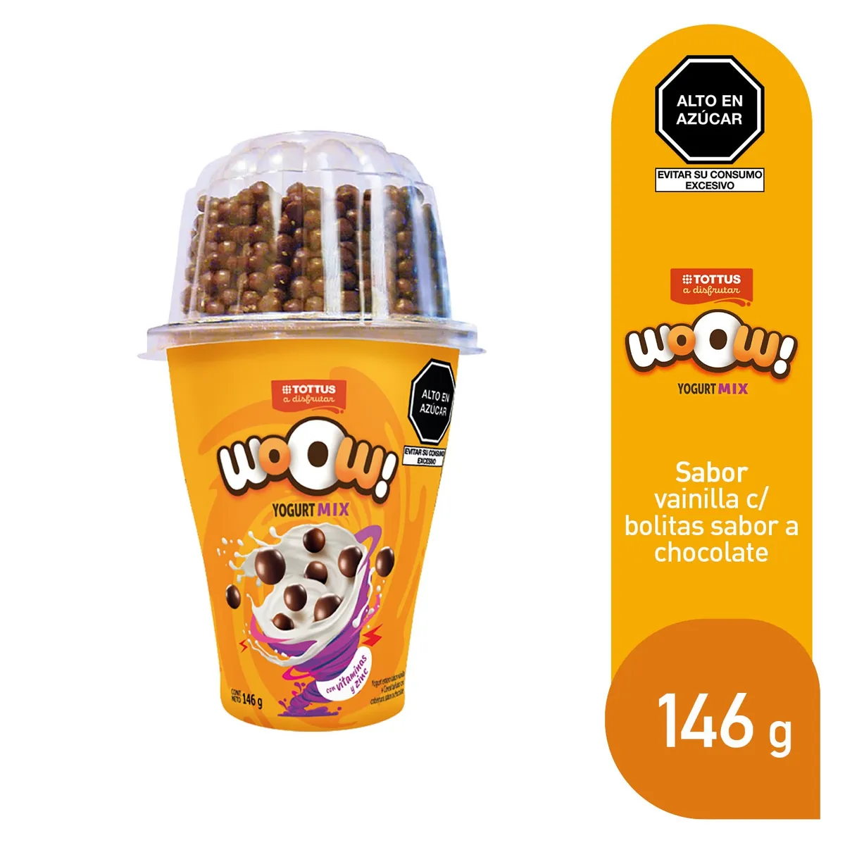 TOTTUS - Yogurt Mix Tottus Vainilla con Bolitas de Chocolate Envase 146 g