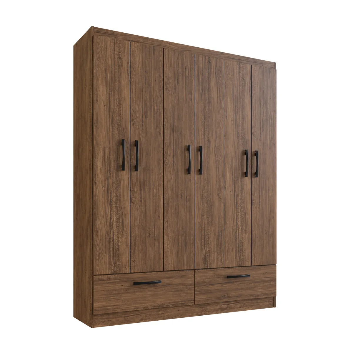 CASA JOVEN - Ropero 6 Puertas + 2 Cajones Castano