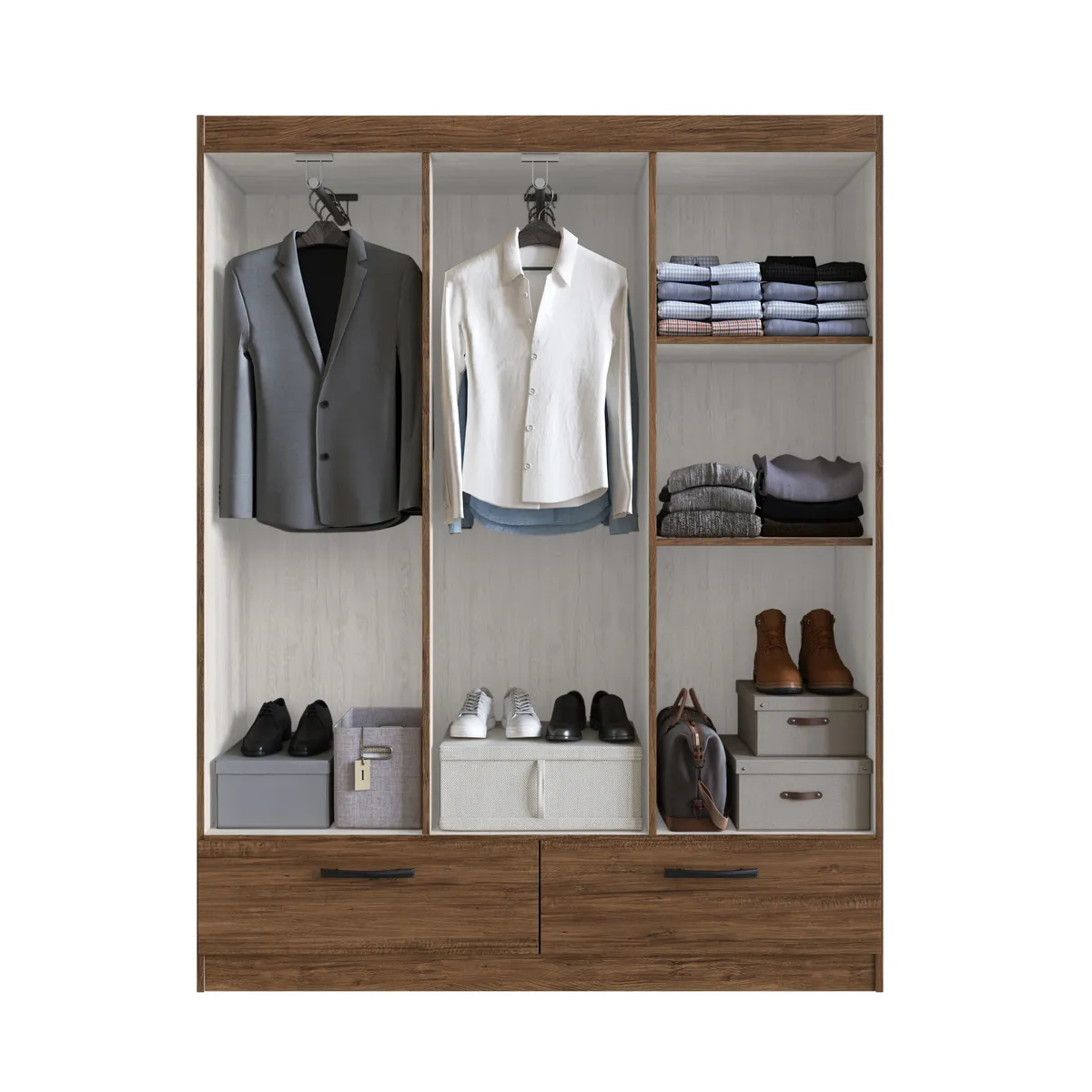 CASA JOVEN - Ropero 6 Puertas + 2 Cajones Castano