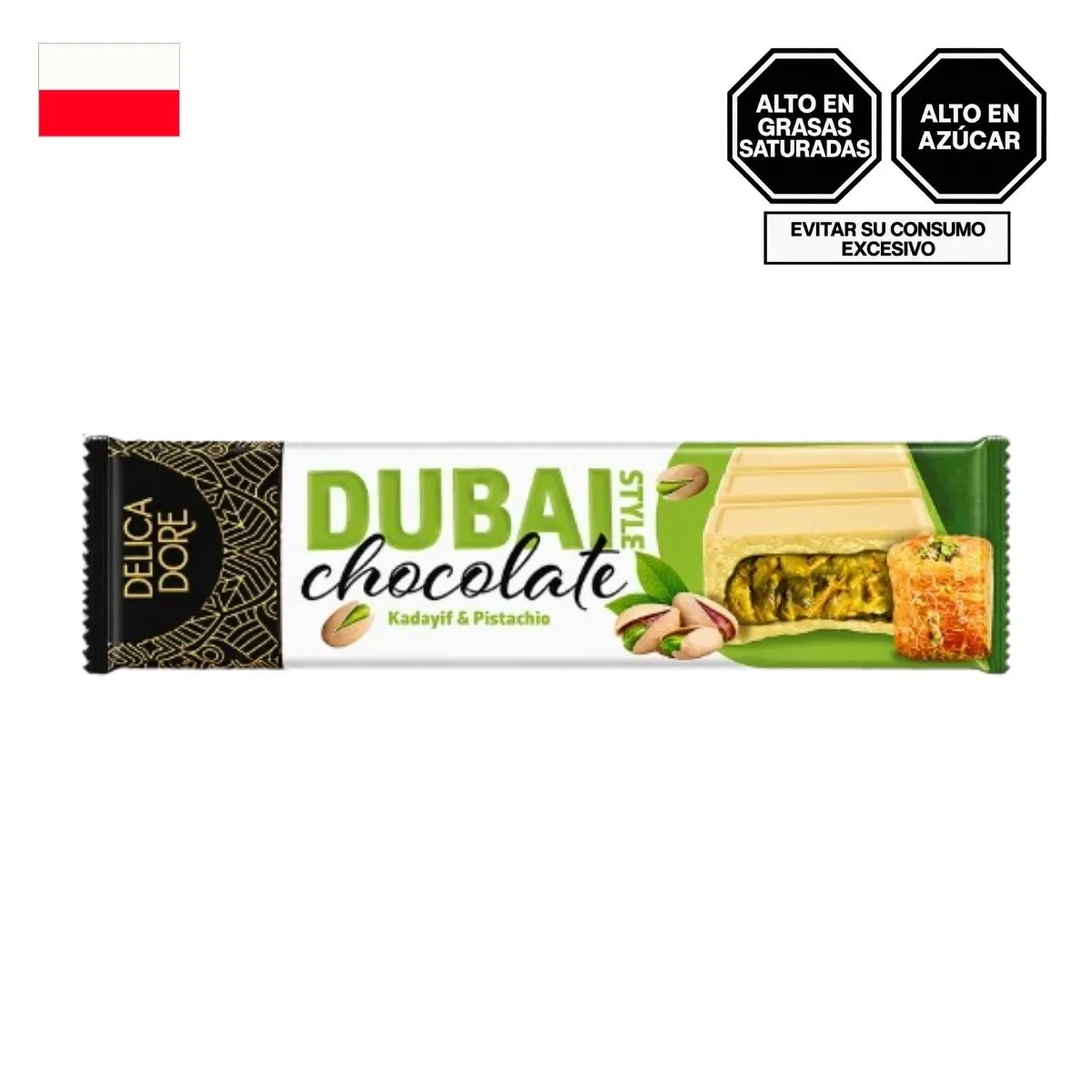  - Barra de Chocolate Delicadore Dubai Blanco Empaque 70 g