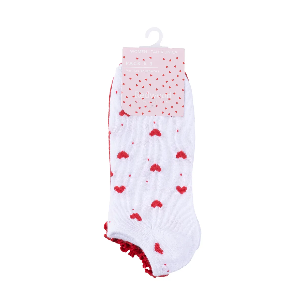 REDWOOD - Pack X3 Medias Taloneras San Valentin Mujer Redwood