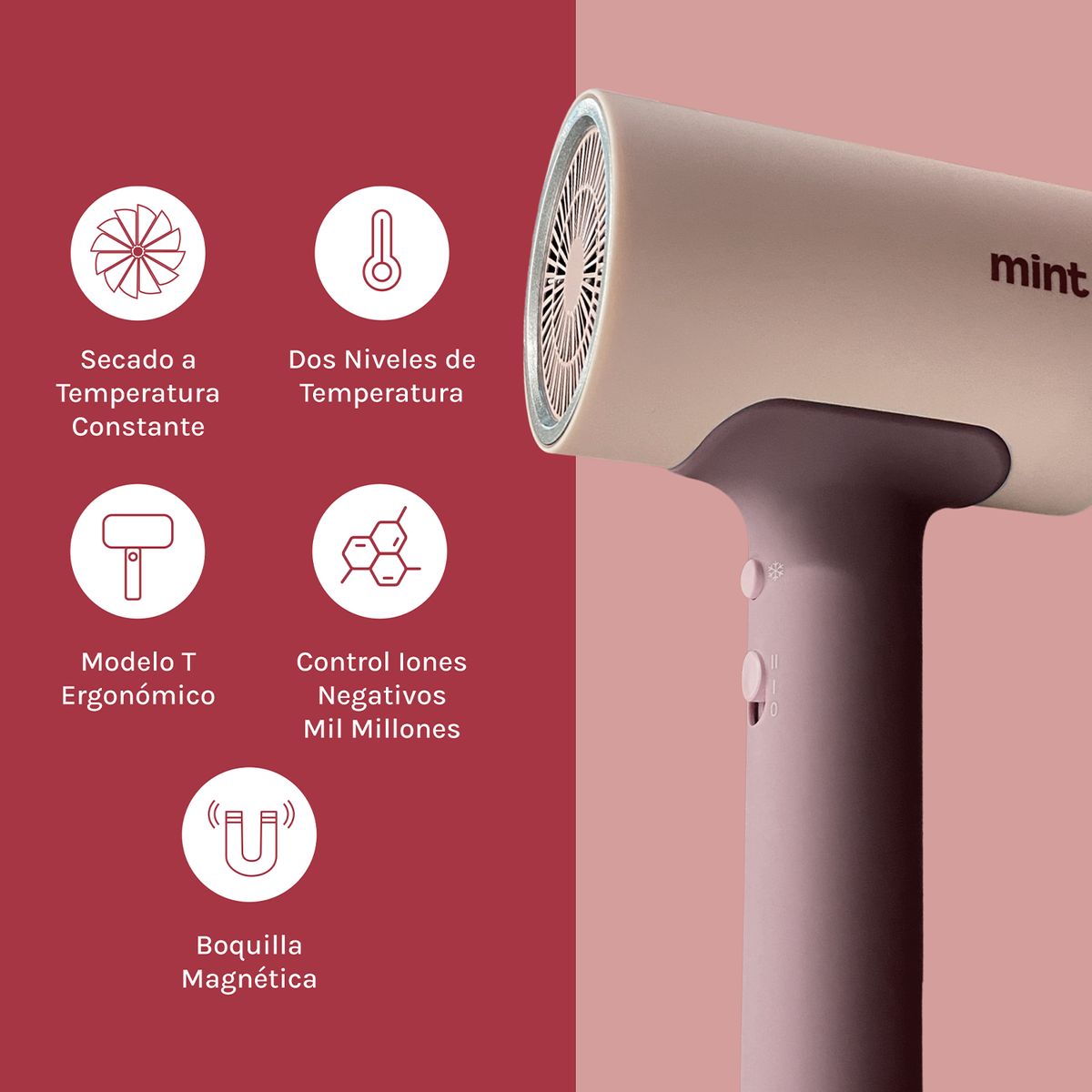 MINT - SECADOR DE PELO IONICO COMPACTO MINT