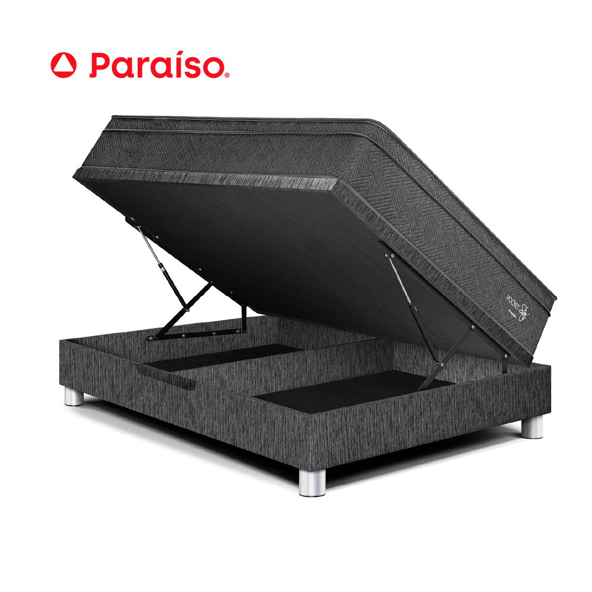 PARAISO - Cama Boxet Pocket Star 1.5 Pzs Charcoal