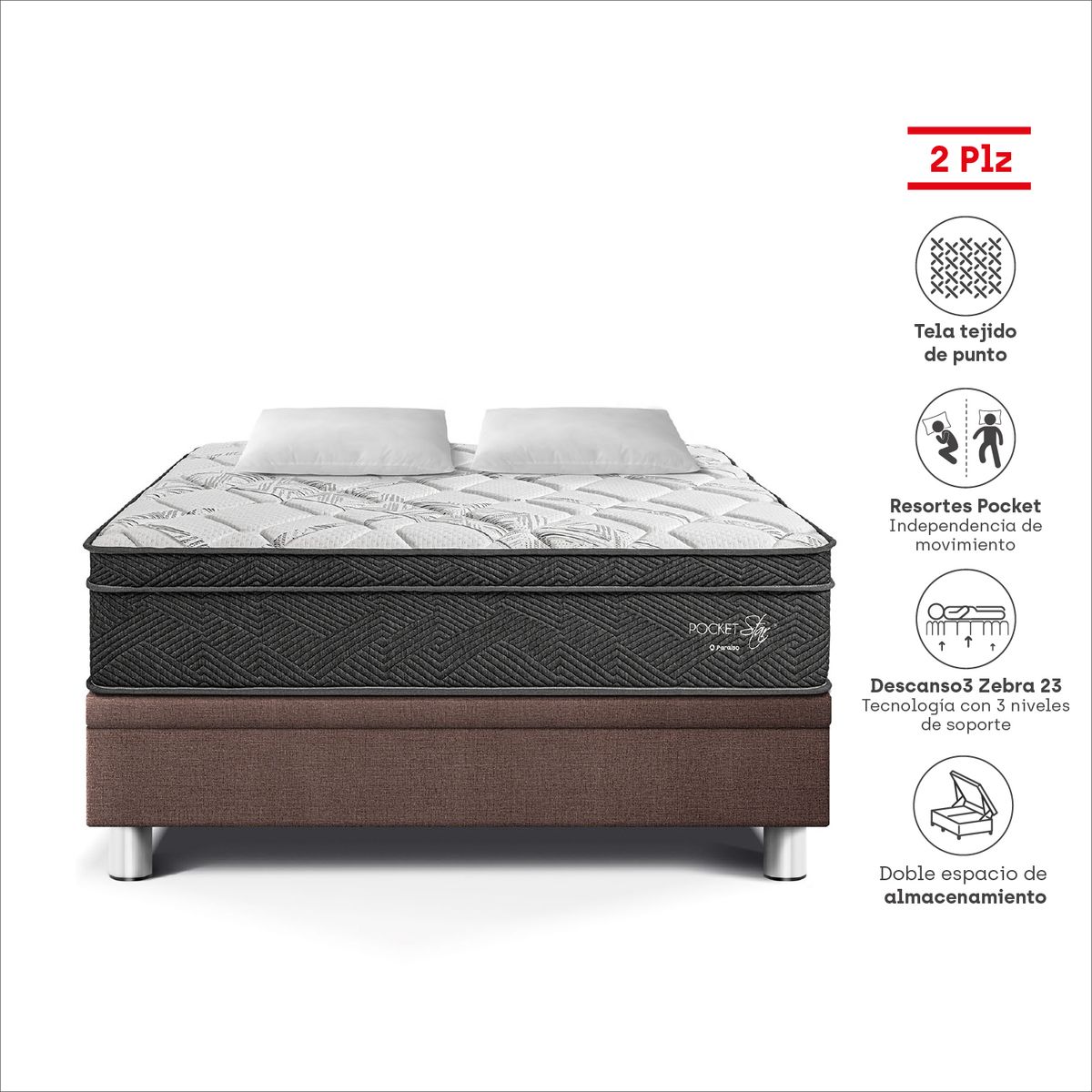 PARAISO - Cama Boxet Pocket Star 2 Pzs Choco